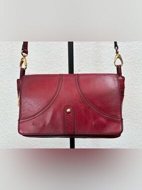 Vintage Perlina red leather crossbody bag